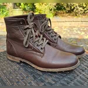 Frye Brown Leather Short Lace Up Boots Size 7 Women's